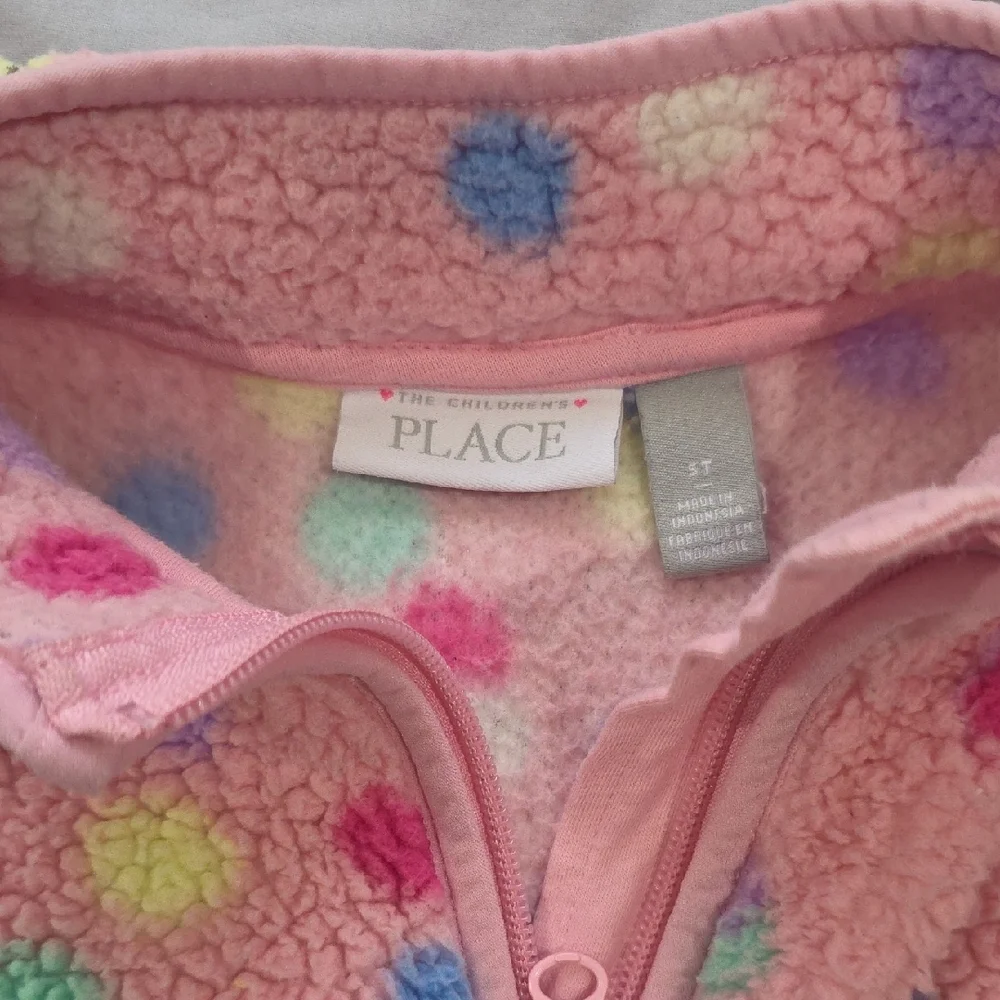 The Children's Place Pink Fleece with Colorful Dots 5T